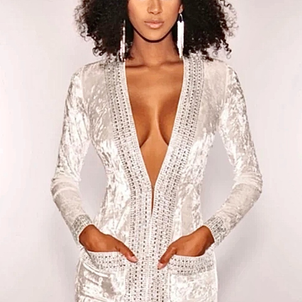 Small Sexy Velvet Stretch Jewels Bohemian Festival Coachella Beach Dress Bodycon - Picture 5 of 10